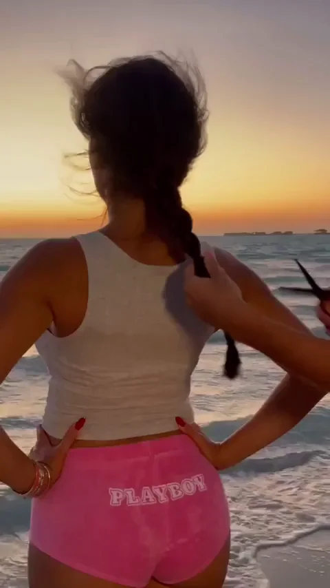 Georgina Rodriguez's Slutty Pink Playbuns Beach Booty Tease