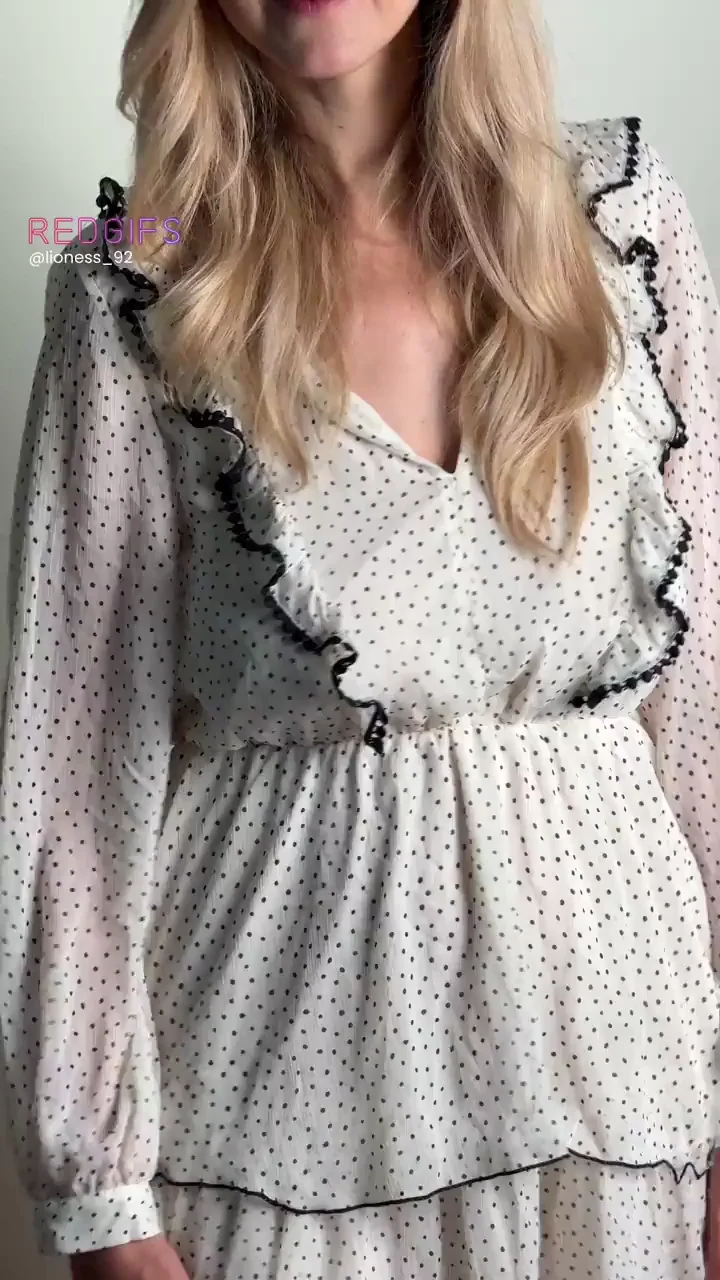 Here is your chance to find out if this married milf is wearing any panties or not