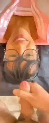 🍈 Milky Cock Rain Facial on Nerdy Glasses Slut 😍💦