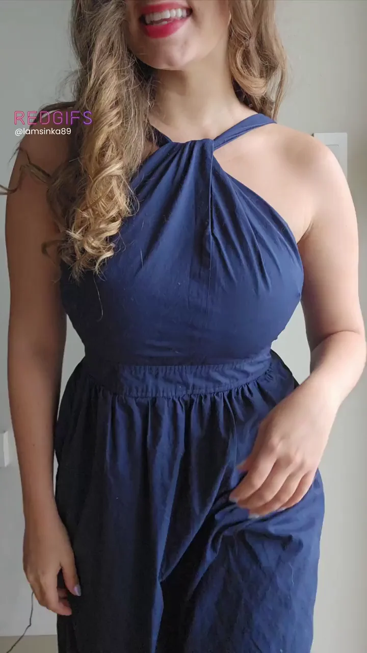 Post-Date Tease: Slipping Off My Dress to Flash These Tits