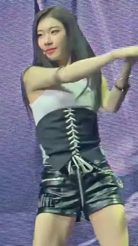 Chaeryeong's Shiny Ass Tease in Tight Leather Shorts