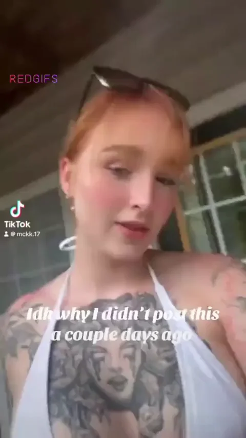 Inked Ginger Babe Teases in Tiny White Bikini
