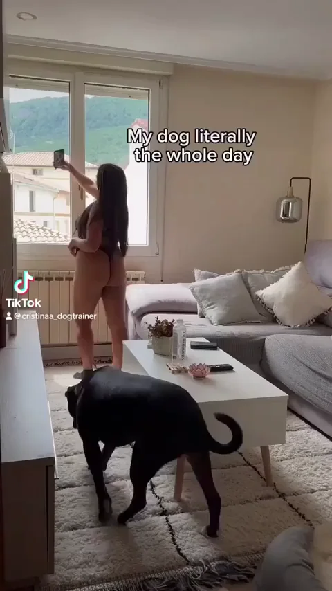 🔥 Curvy Latina Thot Teases in Thong with Big Dog Watching Her Ass 🍑🐶