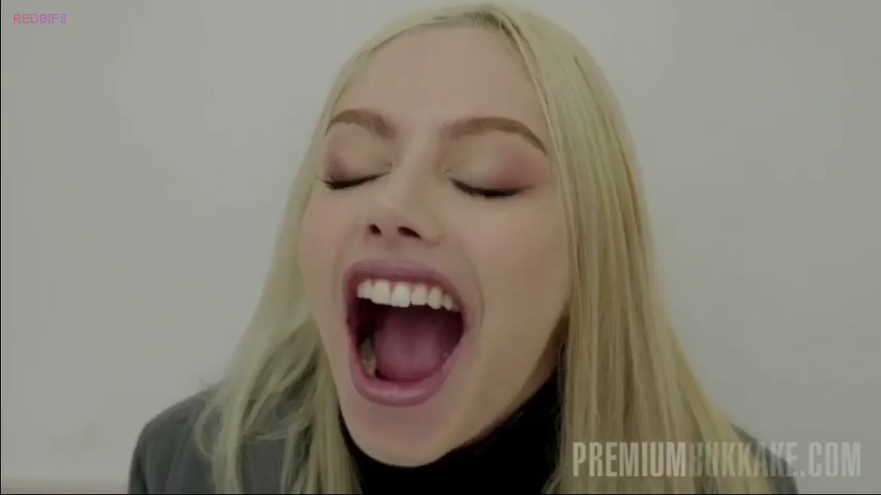 She opens her mouth nice and wide to make sure all the cum gets inside