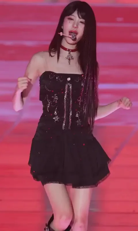 Wonyoung's Sexy Stage Tease in Black Mini Dress