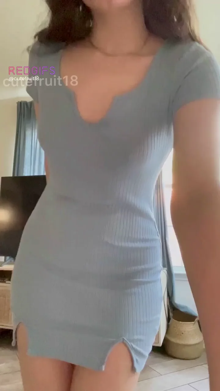Commando & Braless in My Skintight Dress Tease