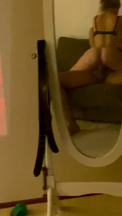 Mirror Tease: Curvy Wife's Ass Up, Begging for Girly Tongue While Riding Hubby's Dick
