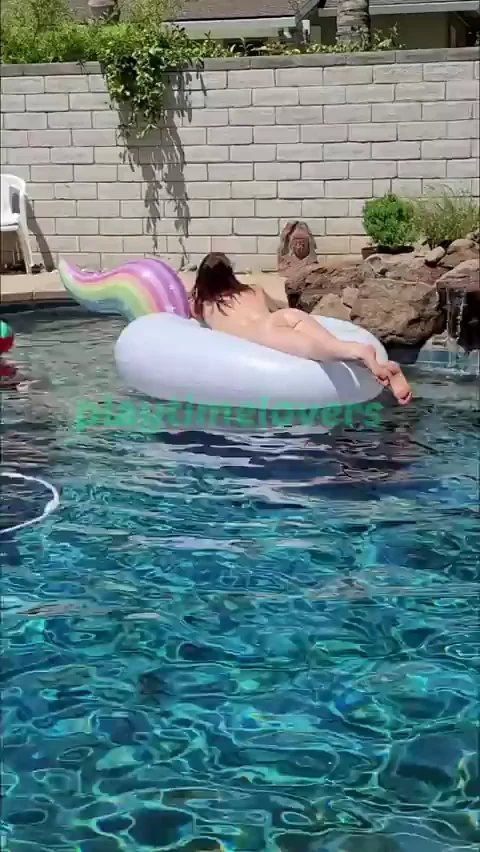 Just a milf living her best life...naked in the pool