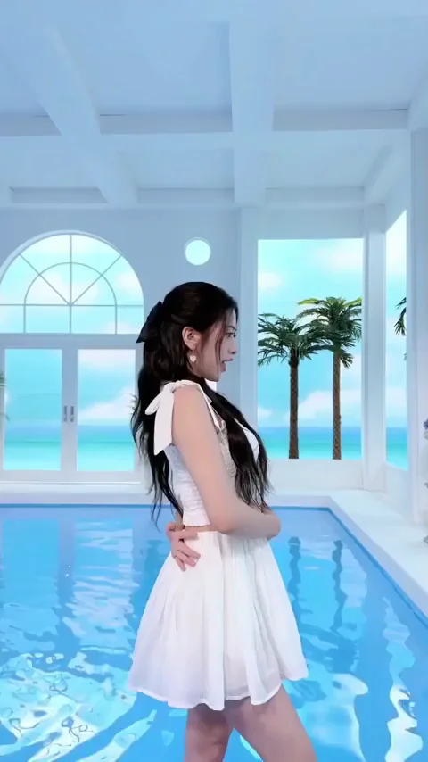 Yujin from IVE Teasing in Tiny White Mini Dress by the Pool 💦😈
