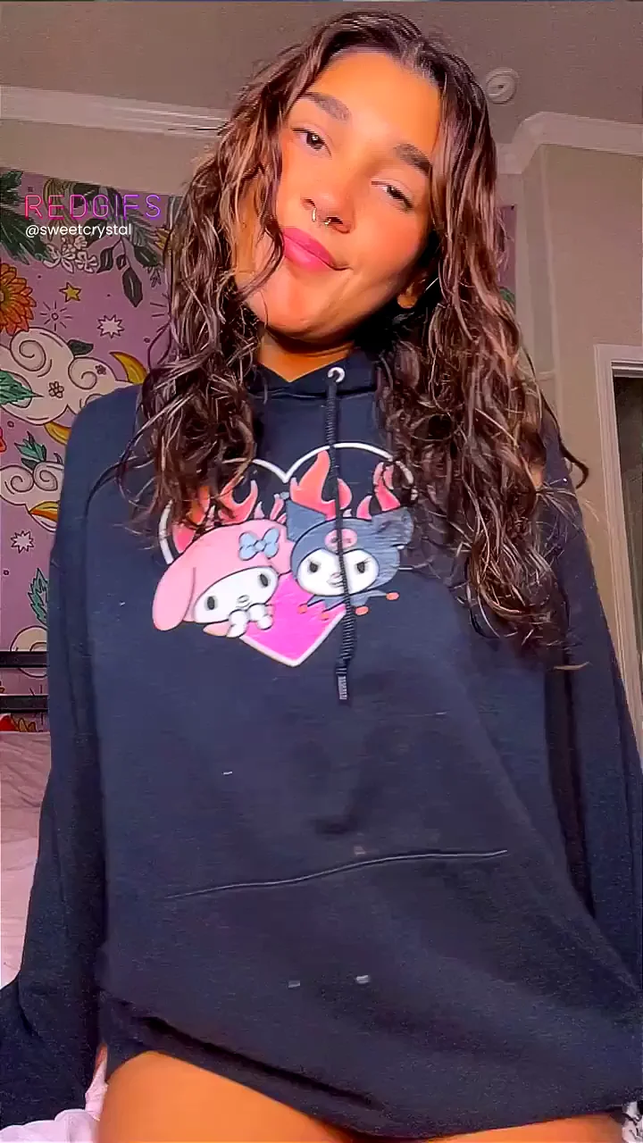Barely Legal Cutie Teasing in Oversized Hoodie