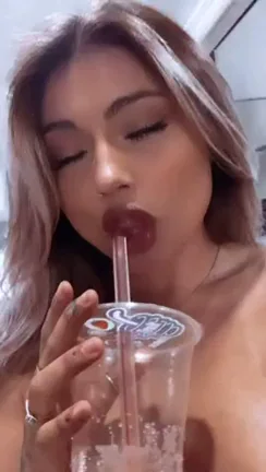 Adria Rae Sucks Straw Tease with Hot Tanlines 😘🍹