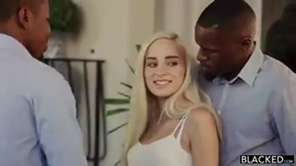 Blonde teen plays with two BBCs