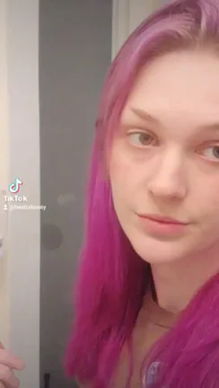 Goth Babe's Wild Hair Dye Tease Ends in Massive Tits Reveal 😈💜🍈🍈