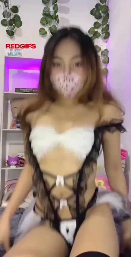 Cute Asian Teen Maid Tease in Lingerie Wants Your Cum