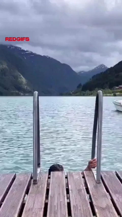 🩱 Chilly Lake Dip for Massive Bikini Tits 💦❄️