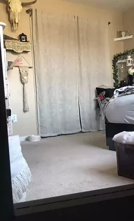 Purple-Haired Slut's Epic Boob Bounce in Eclectic Bedroom