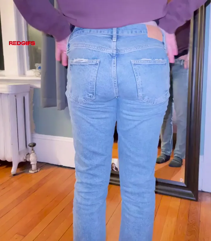 Teasing Ass in Ripped Jeans: Panties Dropping Next