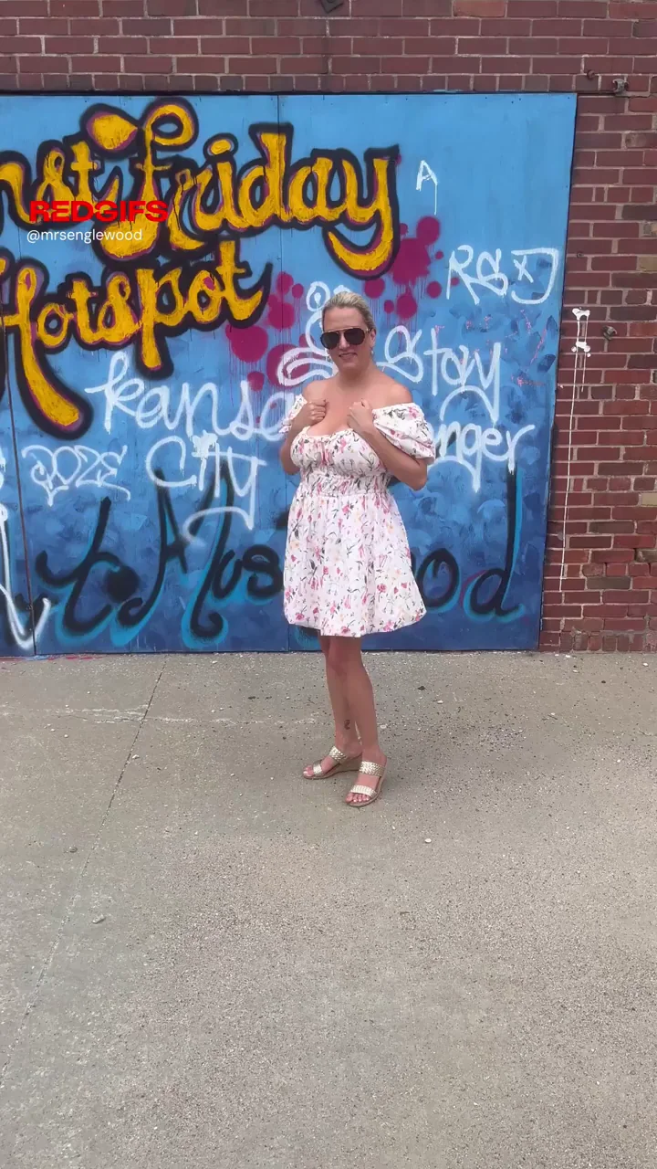 Blonde MILF Flashes Massive Natural Tits at Kansas City Hotspot