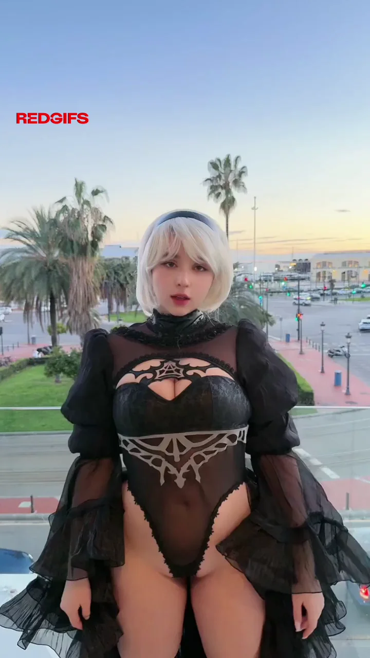 Sunna_Crest's Busty 2B Cosplay Tease 🌴🍑💦
