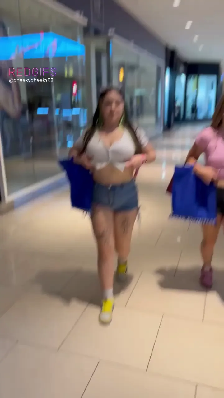 Showing off our tits at the mall