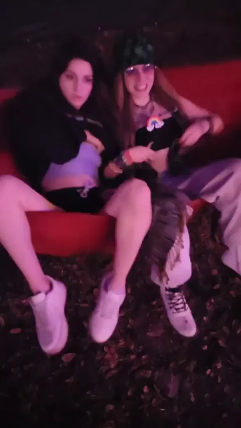Festival Cutie Flashes Tits on Red Couch 😈🔥