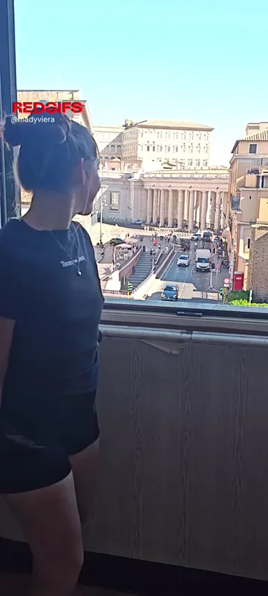 Petite Tease Flashes Perky Tits at Vatican View – Risky AF!
