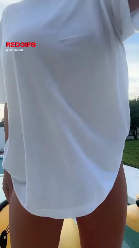 Tits by the pool.