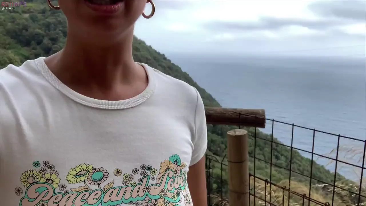 OliHeart's Juicy Titty Flash on Epic Cliffside Hike