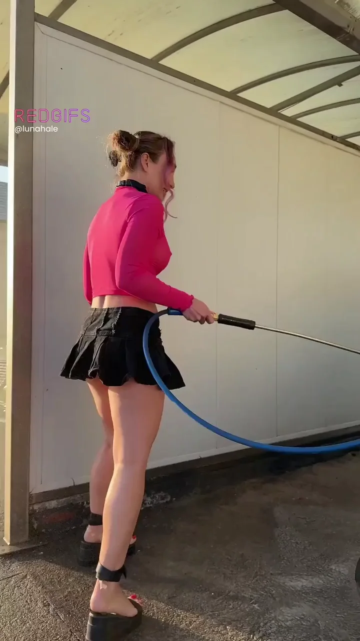 Skirt-Up Car Wash Tease: Buttplug Treasure Unlocked by Hungry Mouth Only