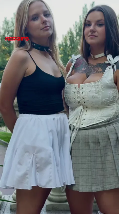 Bestie View Boost: Busty Babes Tease & Kiss in Slutty Outfits