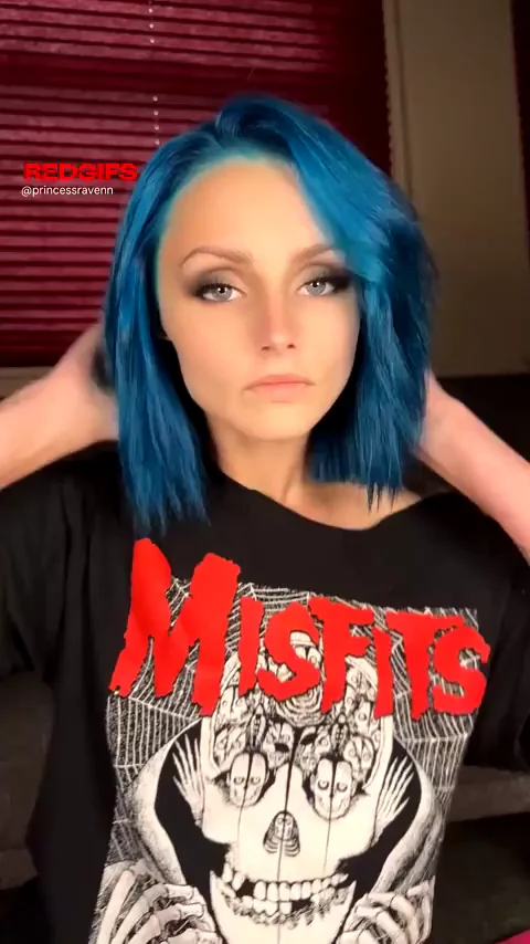 Petite Goth Blue-Haired Slut Loving Her New Neon Vibe