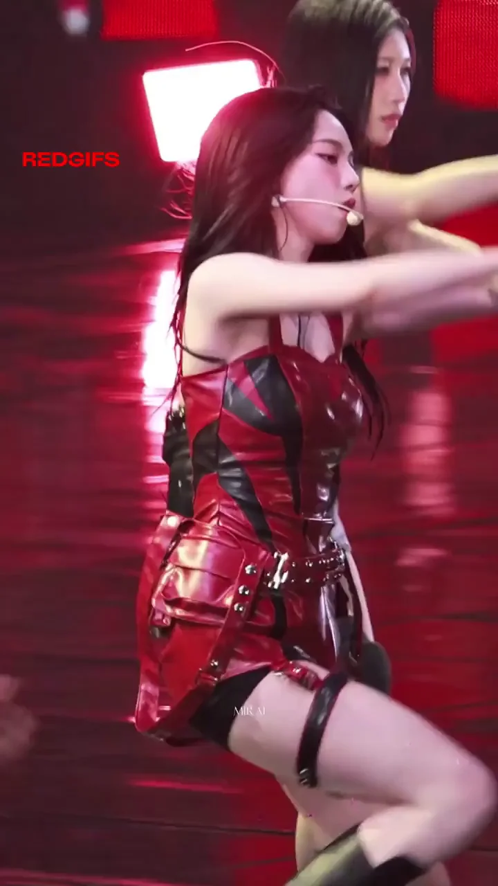 Karina's Red Latex K-Pop Tit Tease - aespa Slutty Stage Domination