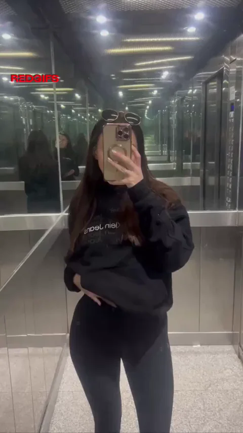 Concierge Surprise: Slutty Hoodie Tease in Elevator 😈🍑
