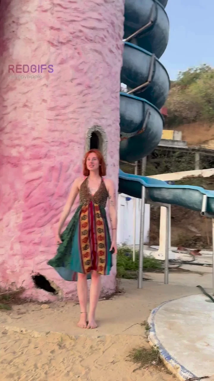 🔥 Redhead Slut Flashes Hairy Pussy at Water Park 💦😈