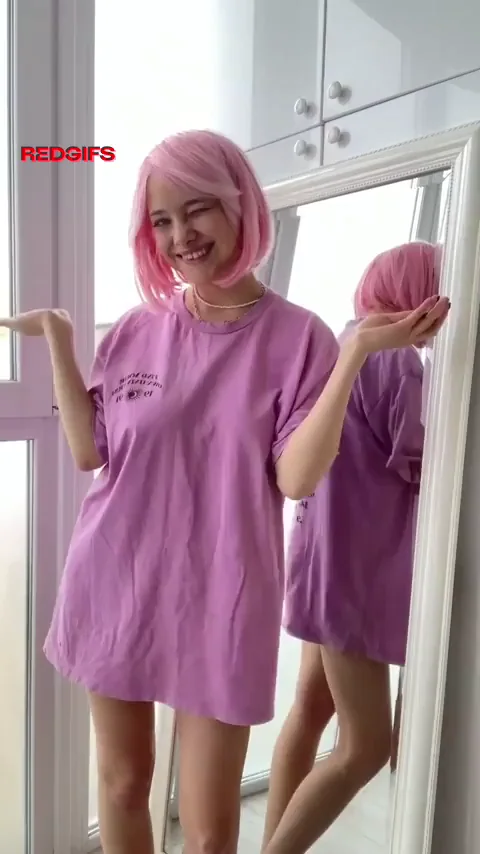 Neon Pink Hair Slut Teases Her Massive Sagging Tits 🍭💖