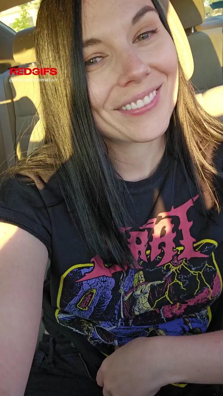 🔥 Goth MILF Teasing Her Juicy Tits at the Stoplight GIF 😈