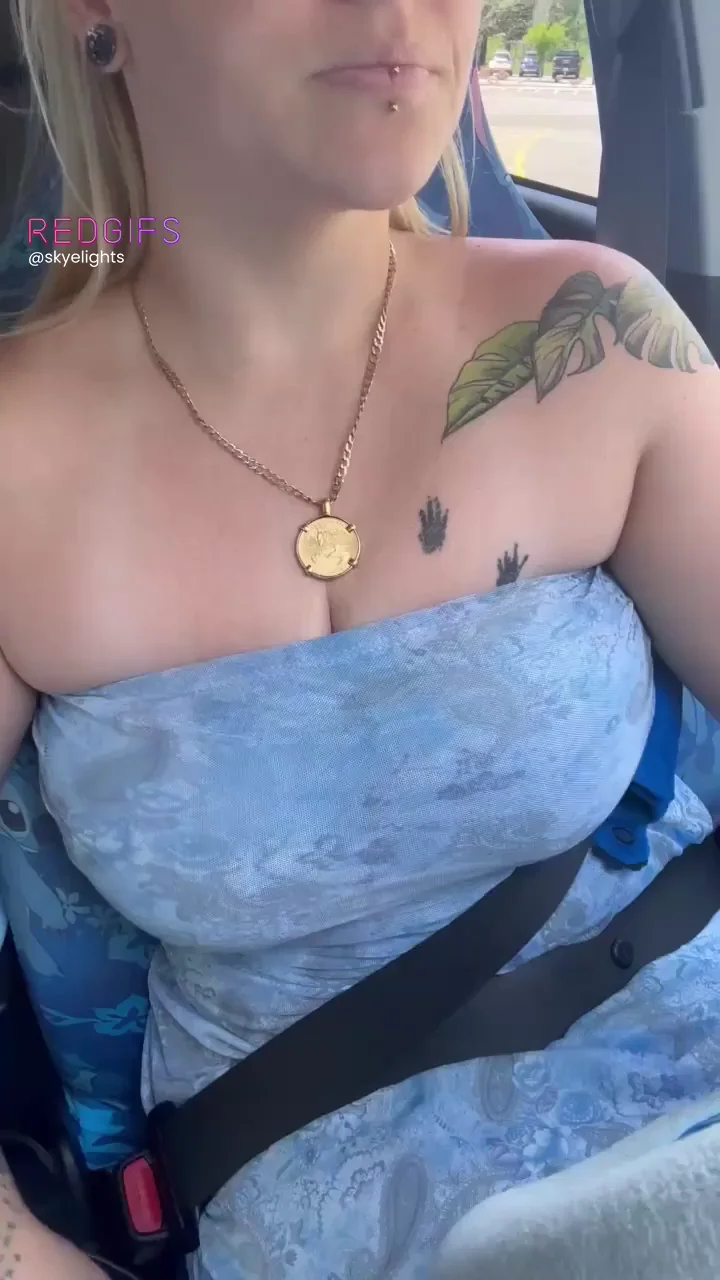 Uber Slut's Massive Tits Spill Out in Traffic [GIF]