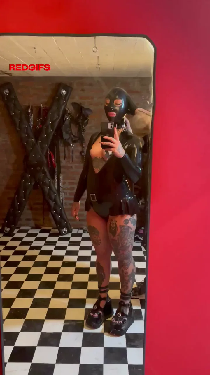 Trembling Hands Worship Shiny Latex Curves in BDSM Dungeon Tease