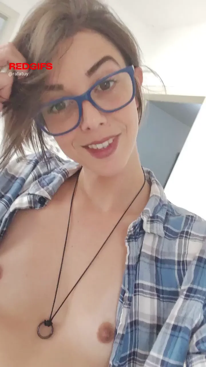 Cute Glasses Chick Teases Her Perky Tiny Tits