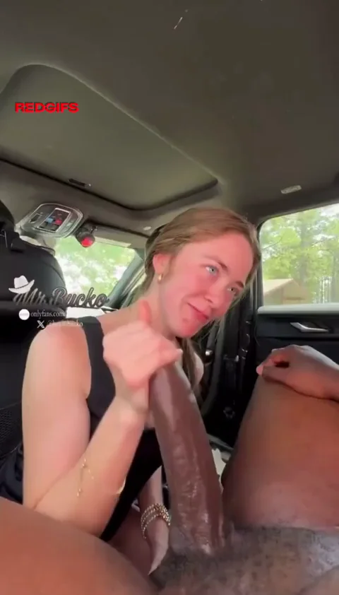 🚗 White BBC Slut Cramps Massive Cock in Tight Car Ride 😈🍆