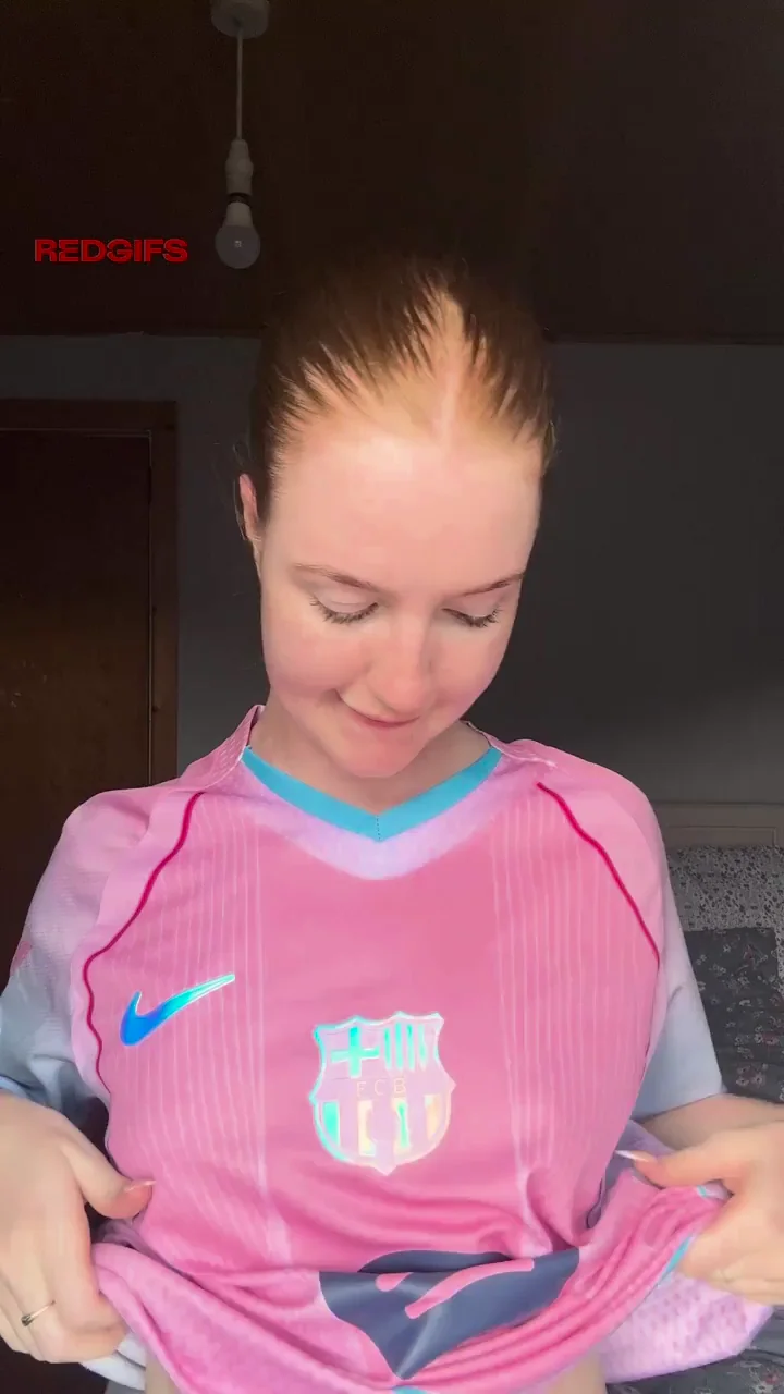 Tiny AA Tits Pride Show in Pink Barça Jersey 😍🍒