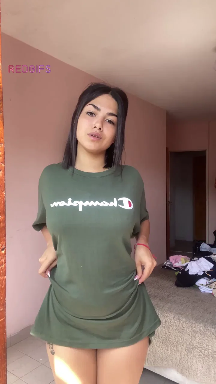 Ditching the Baggy Tee: Latina Bombshell's Thick Ass & Perky Tits Tease