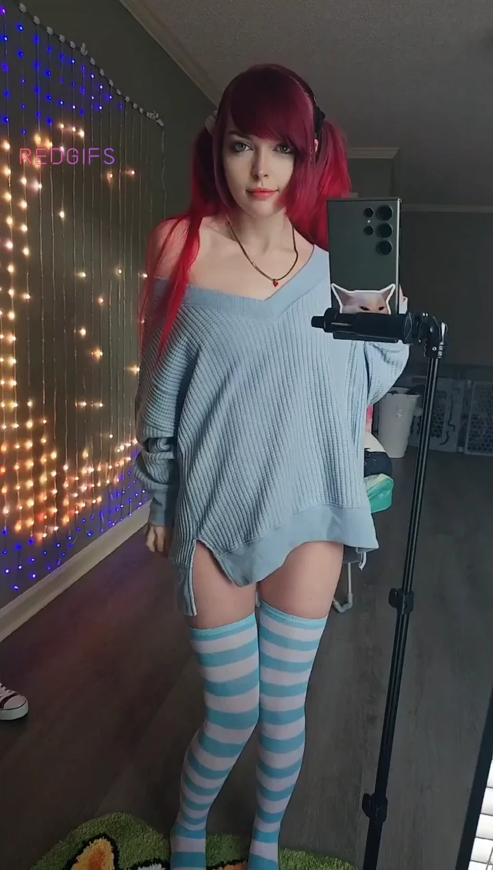 Pale girl in and out of a big sweater ;)