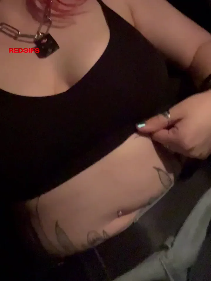 Midnight Titty Drop: Pierced Non-Binary Tease in the Passenger Seat