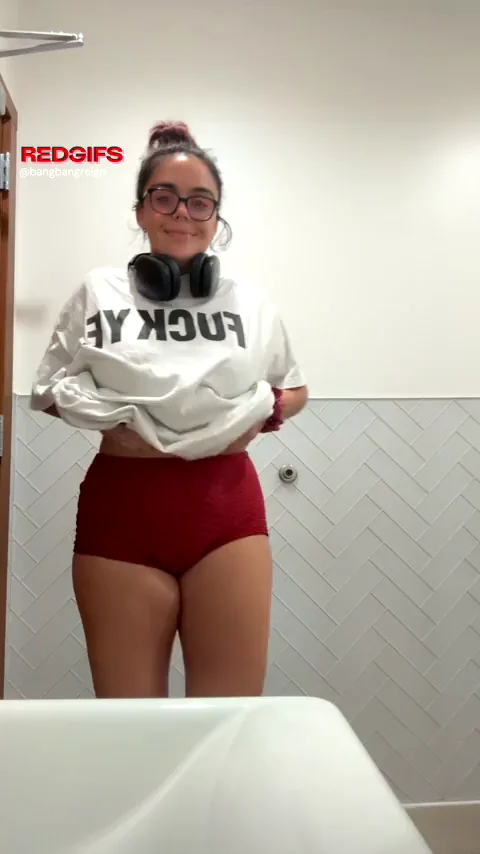 Redhead Slut's Lil Red Shorts Huggin' That Phat Caboose