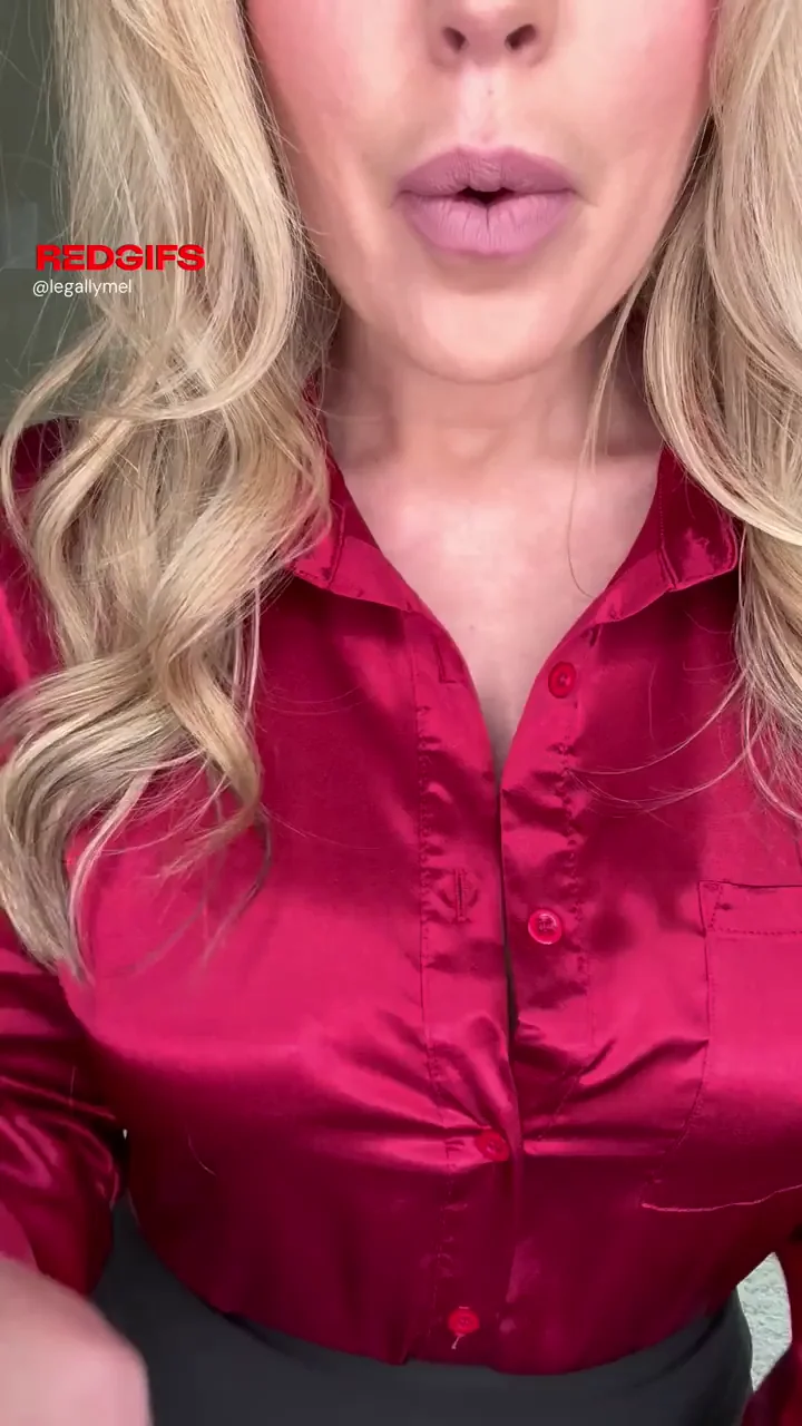 🔥 Blonde Bombshell's Red Silk Tit Tease 💋