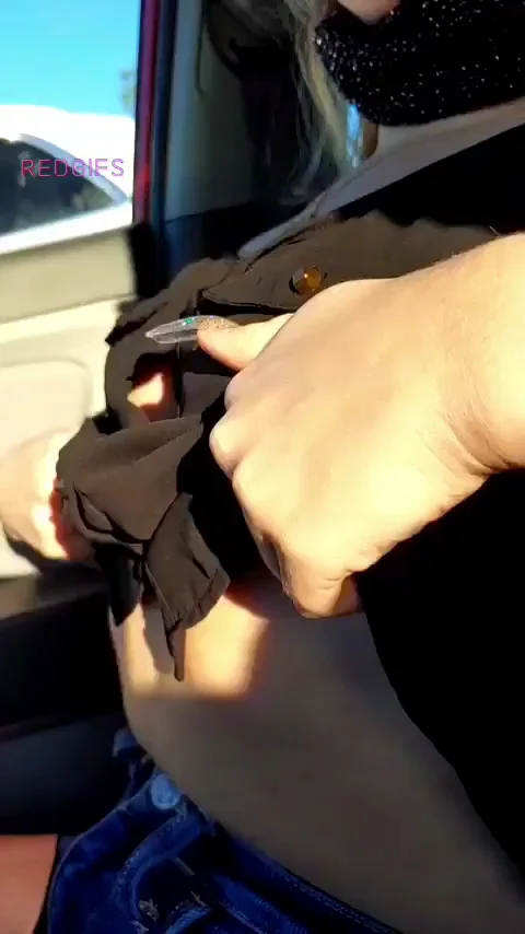 Student Parking Lot Titty Drop Tease 😈🚗💦