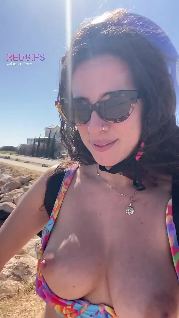Just riding my bike with my boobies out [GIF]