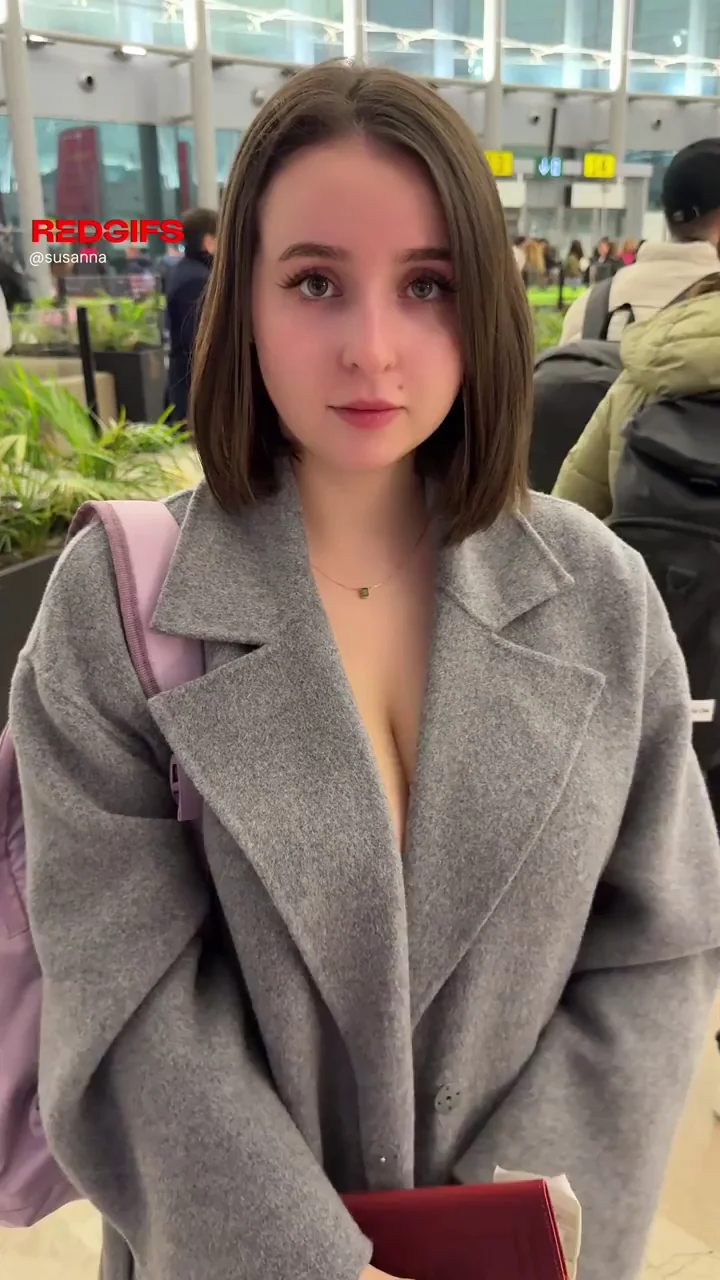 Petite Teen Slut Flashes Massive Tits at Airport Ready to Fly Nude