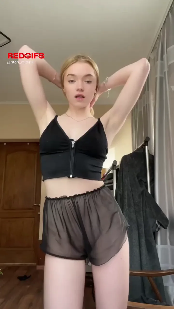 Nasty Blonde Teen Tease Opens Up Her Tits & Sheer Shorts 🔥🍑
